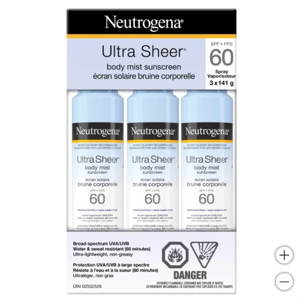 Neutrogena Ultra Sh33r Sunscr33n SPF 60, 3 x 141 g